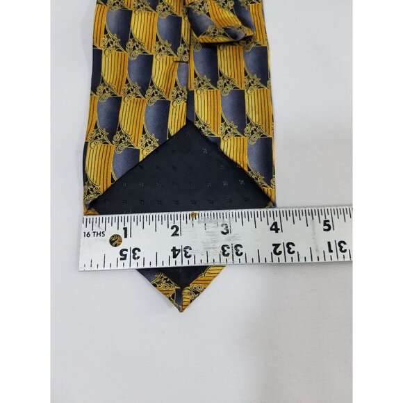 Ottimo Uomo Mens Tie Gray Gold Abstract Design 100% Silk 4" Wide 56" Long - Picture 5 of 7